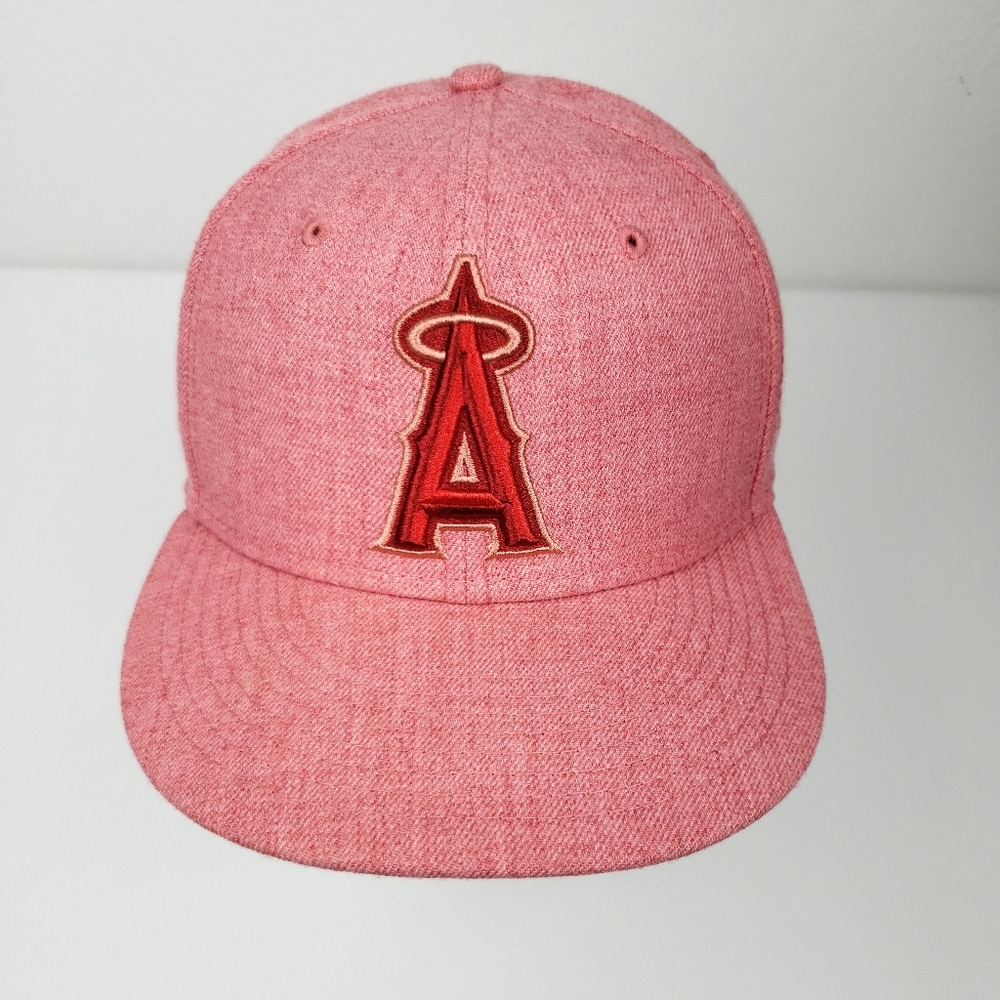 New Era 59Fifty Los Angeles Angels Classic Fitted Hat Red Heather Size 7 1/8